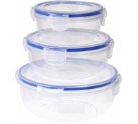 Excellent Houseware 024000670 Lot de 3 boîtes de rangement avec couvercle à clip Bleu/transparent