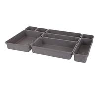 Excellent Housewares Lot de 8 boîtes à tiroirs en plastique pour bureau, cuisine, salle de bain, blanc