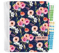 Excello Brands Agenda scolaire 2026-2027 21,6 x 27,9 cm semaine/mensuel 12 mois Motif floral Bleu marine