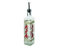 Excelsa Bouteille d'huile de Piment avec Verseur, Transparent avec Décorations, Capacité 473 ml, Lot de 4