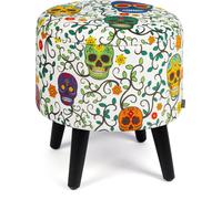 Excelsa Calavera pouf de rangement en velours et bois 38x38x45 cm multicolore