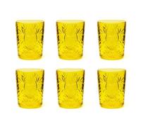 Excelsa Color Tumbler Lot de 6 verres en verre décorés, multicolore, décor en relief, 350 ml, 8 x 10 cm (jaune)