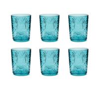 Excelsa Color Tumbler Lot de 6 verres en verre décorés, multicolore, décor en relief, 350 ml, 8 x 10 cm (Bleu clair)