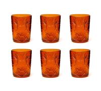 Excelsa Color Tumbler Lot de 6 verres en verre décorés, multicolore, décor en relief, 350 ml, 8 x 10 cm (orange)