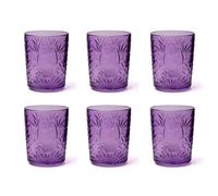 Excelsa Color Tumbler Lot de 6 verres en verre décorés, multicolore, décoration en relief, 350 ml, 8 x 10 cm (violet)