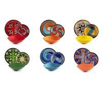 Excelsa Dakar Color Service de vaisselle 18 pièces, porcelaine et Stoneware, décoration multicolore, 6 personnes