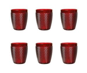 Excelsa Diamond Lot de 6 verres rouges, en plastique incassable, capacité 400 ml, réutilisable