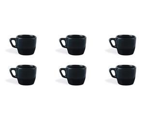 Excelsa Eclipse Lot de 6 tasses à café noires, céramique Stoneware, capacité 70 ml.