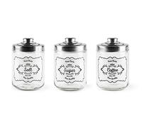Excelsa Fine Quality Lot de 3 pots à sel en verre, sucre et café 0,8 l