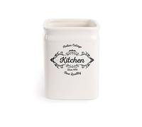 Excelsa Fine Quality Porte-ustensiles de Cuisine, en céramique, Blanc Ivoire, Dimensions : 11,5 x 11,5 x 14,7