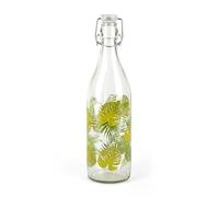 Excelsa Foliage Bouteille en verre avec décoration tropicale, fermeture hermétique 1L