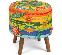 Excelsa Gipsy Soul pouf de rangement en velours et bois 38x38x45 cm multicolore