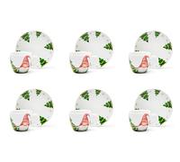 Excelsa Gnomo Friends Lot de 6 tasses à café avec soucoupe, porcelaine, capacité 70 ml.