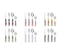 Excelsa Kimono Lot de 24 couverts multi-décor, en acier inoxydable, manche en plastique