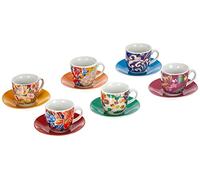 Excelsa Kimono Lot de 6 tasses à café avec soucoupe, porcelaine, multicolore