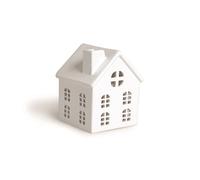 Excelsa Lanterne Maison, Céramique, Blanc, 10,5 x 10,5 x 14 cm
