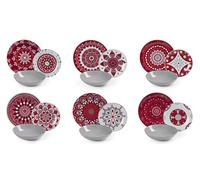Excelsa Mandala Red Service de vaisselle 18 pièces, porcelaine