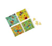 Excelsa Mexican Flowers Lot de 4 assiettes carrées en verre, décorées de motifs floraux mexicains