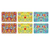 Excelsa Mexican Flowers Lot de 6 sets de table rectangulaires, 43,5 x 29 cm, décorations assorties, plastique PP