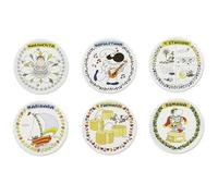 Excelsa Mordillo Lot de 6 assiettes à pizza en porcelaine, décorées de personnages 30,5 cm