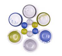 Excelsa Odissea Service de table 18 pièces Multiply, Bleu/Vert Olive/Argent, 29 x 29 x 39 cm, unité