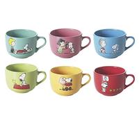 Excelsa Peanuts Lot de 6 tasses jumbo en céramique multicolore 6 unités (lot de 1) 400 ml