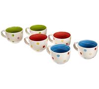 Excelsa Pois Lot de 6 tasses jumbo en céramique, assorties, 6 unités