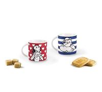Excelsa Popeye & Olivia Lot de 2 tasses à café en porcelaine, rouge/bleu