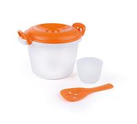 Excelsa Quick Cook Cuiseur à Riz Micro-Ondes, Polypropylène, Blanc avec détails Orange