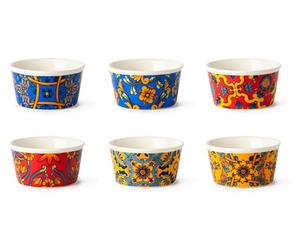 Excelsa Trinacria Lot de 6 tasses à crème glacée/apéritif, porcelaine, diamètre 8,7 cm, décors assortis