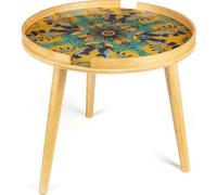 Excelsa Trinacria table basse en bambou et verre 48x48x44 cm multicolore