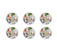 Excelsa Tropical Lot de 6 assiettes à pizza, porcelaine, diamètre 31 cm, multicolore