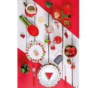 Excelsa Watermelon Set Sucrier et Boîte à lait en céramique peinte à la main