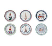 Excelsa Xmas Sweet Pastels Lot de 6 petites assiettes d'apéritif, porcelaine, diamètre 15 cm, décoration de Noël
