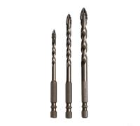 Excentrique 4 Canaux en Alliage de Carbure pour Perçage pour précis | Foret Triangulaire à Dents de Scie pour Carrelage Verre Béton pour granit, Queue Hexagonale 6,35 mm, Set de 3