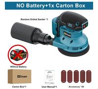 Excentrique sans balais - Ponceuse orbitale sans fil - 18 V - Disque de ponçage de 125 mm - 3 vitesses - Système d'aspiration des poussières - Livré sans batterie ni chargeur