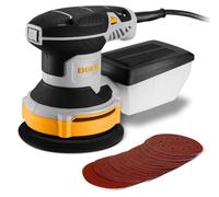 Excentriqueuse - 300W - 14000 tr/min - Plateau de ponçage de 125 mm - 16 disques de ponçage - Système d'aspiration des poussières - Jaune