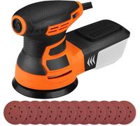 Excentriqueuse - 350 W - Ponceuse - Réglage de la vitesse en 6 étapes - 13000 tr/min - Plateau de ponçage de 125 mm - Inclus 12 feuilles de papier de verre - Orange