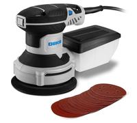 Excentriqueuse - Ponceuse orbitale aléatoire 300W - 14000 tr/min - Plateau de ponçage de 125 mm - 16 feuilles de ponçage - Système d'aspiration des poussières - Pour bois et métal