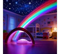 Excerando Projecteur Arc-en-Ciel Veilleuse pour Enfants - Lampe LED avec Minuterie 10 Min Alimentation USB/Piles Aide à l'Endormissement Décoration LED arc-en-projecteur Chambre Bébé Fille Garçon