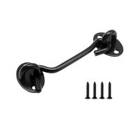 ExcInter Crochet de porte en acier inoxydable noir 20,3 cm robuste et loquet à œillet pour porte d'abri de jardin, porte de cabine, crochet chromé