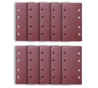 ExcInter Lot de 10 feuilles de papier abrasif 93 x 185 mm, 8 trous, grain 80, pour ponceuse orbitale rectangulaire