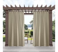 Exclusive Home Cabana Lot de 2 Panneaux de Rideaux Solides pour intérieur/extérieur filtrant la lumière avec languettes Auto-agrippantes, 137,2 x 335,3 cm, Taupe