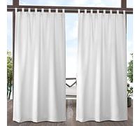 Exclusive Home Cabana Lot de 2 Panneaux de Rideaux Unis filtrant la lumière avec languettes Auto-agrippantes pour intérieur/extérieur, 137,2 x 213,4 cm, Blanc d'hiver