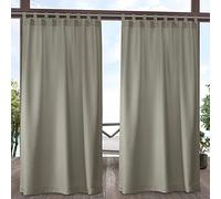 Exclusive Home Cabana Lot de 2 Panneaux de Rideaux Unis pour intérieur/extérieur filtrant la lumière avec languettes Auto-agrippantes, 137,2 x 243,8 cm, Taupe