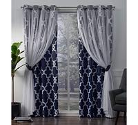 Exclusive Home Curtains Alegra Paire de Rideaux de fenêtre occultants et Transparents avec œillets, Polyester, Indigo, 96 x 52 x 0,2 cm