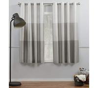 Exclusive Home Curtains Chateau - Paire de Rideaux à œillets en Imitation Soie rayée, 137,2 x 160 cm, Gris Tourterelle