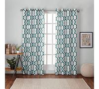 Exclusive Home Curtains Exclusif Maison Rideaux Cochin en Lin Dessus fenêtre Panneau de Rideau Paire, Polyester, Bleu Sarcelle, 213.36 x 137.16 x 0.254 cm