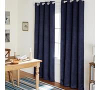 Exclusive Home Curtains Town & Country Everyday Oxford Paire de Rideaux de fenêtre à œillets, Polyester, Bleu Marine, W 52" x L 84" (2 Panels)