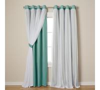 Exclusive Home Curtains Town & Country Luxe Catarina Paire de Rideaux occultants et Transparents à œillets, Tissu, Turquoise, 52x96